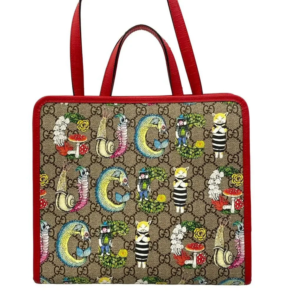 Gucci Children's Yuko Higuchi Tote Bag / GG Supreme Tote Bag 612992 Beige Red